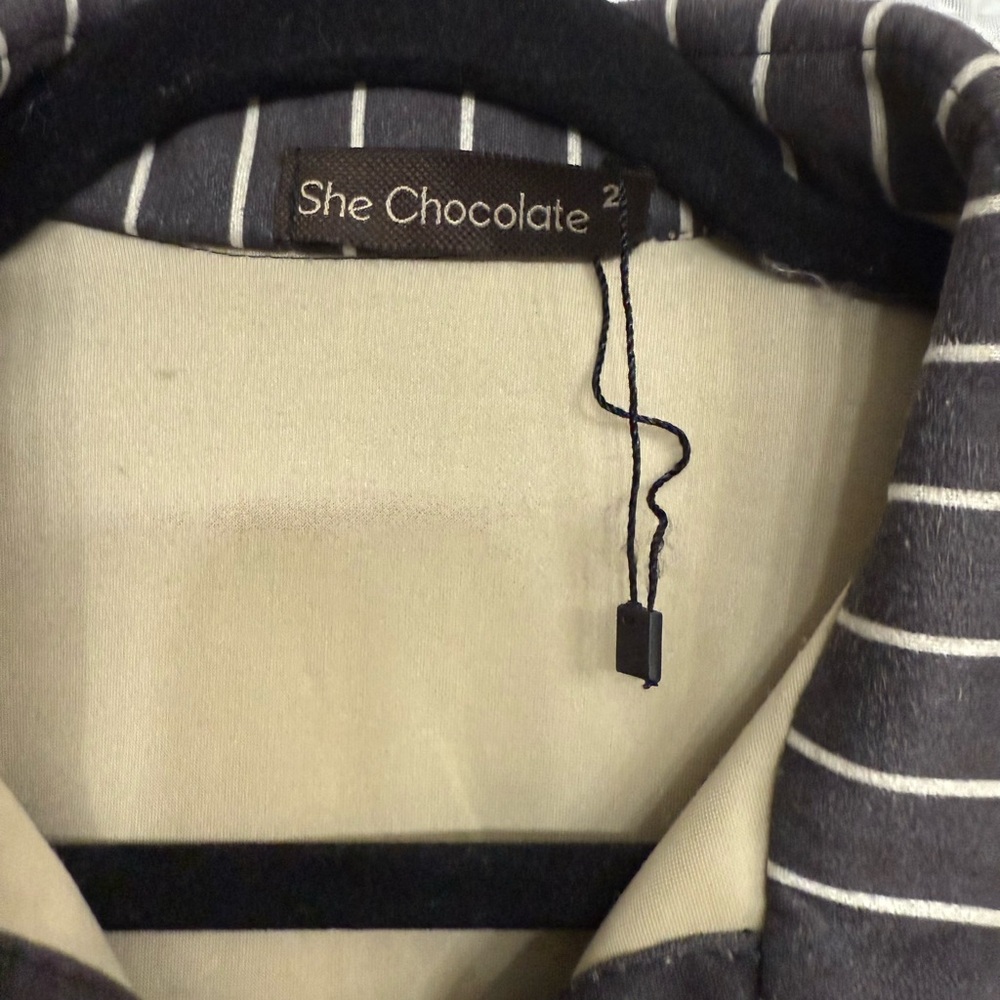 She Chocolate Gray and White Striped Shirt - Picture 4 of 10